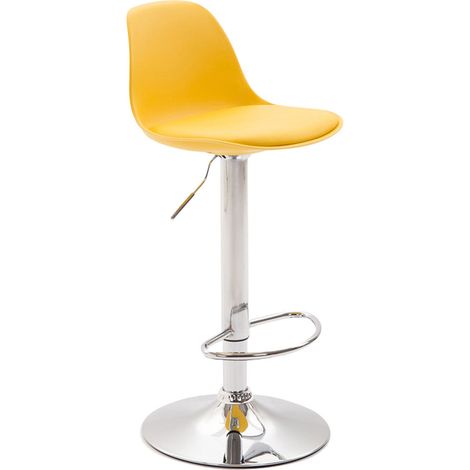Sgabello da bar moderno e confortevole x1 seduta in plastica e PVC giallo gambe in metallo cromato 100005668
