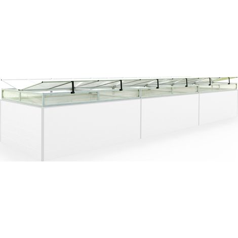 Frühbeetkasten 579x150 cm Frühbeetaufsatz Aufzucht Treibhaus, Aluminium mit Polycarbonat Doppelstegplatten, UV-beständig, inkl. Öffnungsklappen