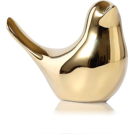 Petites statues d'animaux en céramique, décoration intérieure moderne, ornements dorés pour salon, chambre, bureau, étagère, bibliothèque, étagère d'angle flottante. (1/4)