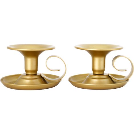 Candlesticks Set of 2 wrought iron candlesticks Gold candlesticks Candlesticks with handles and tray Vintage candlesticks Wedding party Christmas ceremony Birthday Candlestick Decoration