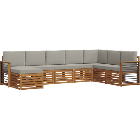 Conjunto de sofás de exterior 8 uds. Gris Natural y Claro vidaXL (1/5)