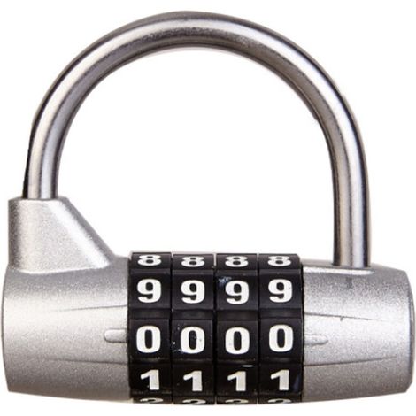 Cadenas à combinaison à 4 chiffres pour casier scolaire, salle de sport, boîte à outils, étui, rangement à moraillon (anse argent) (1/4)