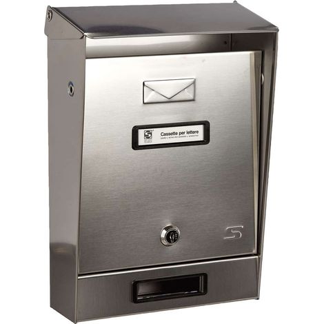 Silmec 10-001 Cassetta Postale Esterna Acciaio Inox 18-10 Tetto Apribile Serratura Cilindro 32,5x22x7,5 cm colore Inox (1/5)