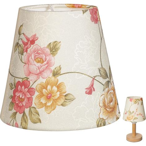 Barrel Lampshade Vintage Flower Fabric Shade Replacement Natural Fabric Lampshade Screw On Lamp Cover Lamp Cage for Wall Sconce Table (1/5)