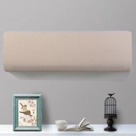 Housse élastique pour climatiseur mural 80-86cm Protection anti-poussière en polyester Lavable et réutilisable Couleur beige