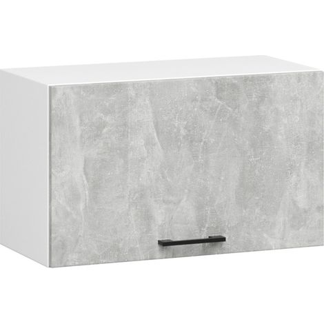 Akord – Armoire haute de cuisine 60 cm – 1 porte battante – 1 étagère – Panneau stratifié blanc et béton – Dimensions 60x30x29 cm (1/5)
