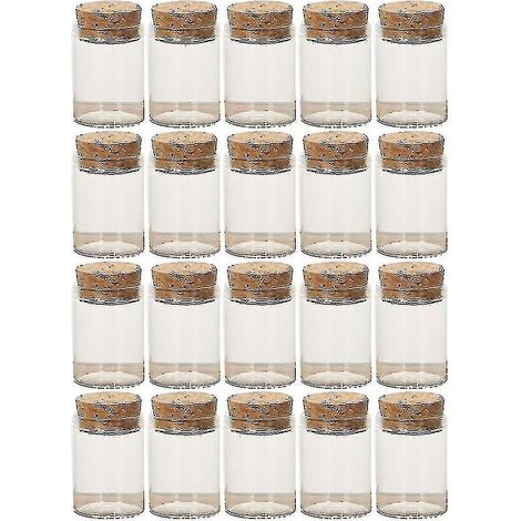 Lot de 20 bouteilles en verre transparent avec bouchon en liège pour le rangement du thé, mini bouteilles vides pour le conditionnement du thé, idéales pour les fêtes à la maison. (1/2)