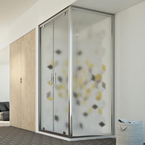 Box doccia angolare battente vetro stampato h 198 mod. Cristal Duo 2 Ante 80x120 ap. 120 cm rettangolare