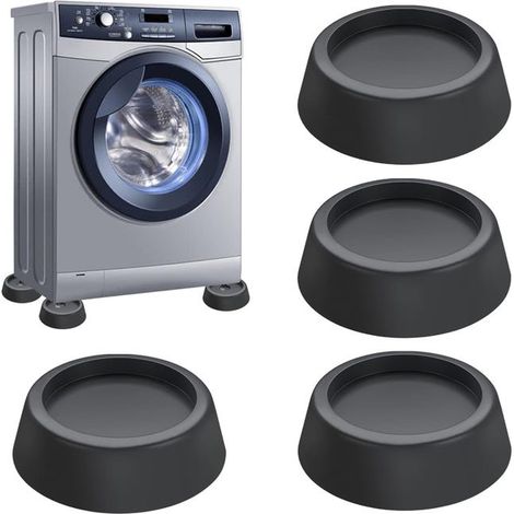 Lot de 4 patins anti-chocs noirs pour lave-linge - Pieds anti-bruit avec patins en caoutchouc - Convient aux lave-linge, sèche-linge, meubles (1/5)