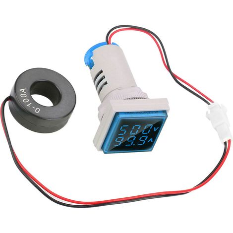 LED-Digitalanzeige für Wechselspannungs- und Strommessung, 22 mm, 0-100 A (blau) (1/5)