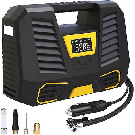 compresseur Air Portatif,150 Psi Gonfleur Pneus Voiture,3x2000mah Mini Compresseur Pneu 12v,pompe Pneus Avec Cran Lcd Numrique Lampe Led,compress (1/4)