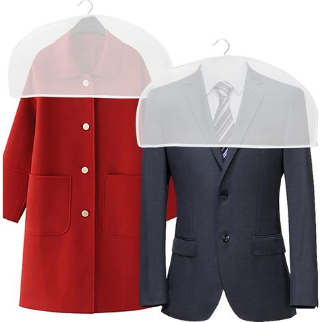 Lntyq 6PACK, housses d'épaule de vêtement PEVA pour vêtements, housse de protection transparente, housses anti-poussière pour costume, manteaux, vestes, rangement pour placard (1/5)