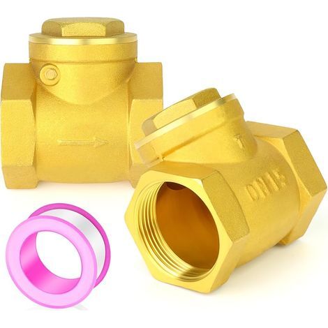 2 Pièces Swing Brass Retour Valve DN15 1/2" BSP Femme Thread, Prévention du reflux, Valves de retenue unidirectionnelles pour pompe de puits et compresseur d'air, Gas Air Fuel Oil Water (1/5)