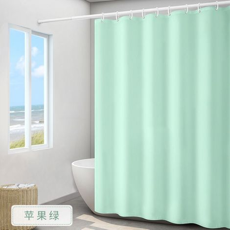 Rideau de Douche Extra Long Tissu Vert Brume Lavable et Imperméable Rideau Baignoire en Polyester Textile Anti Moisissure pour Salle de Bain 180x220cm avec 12 Crochets (1/5)