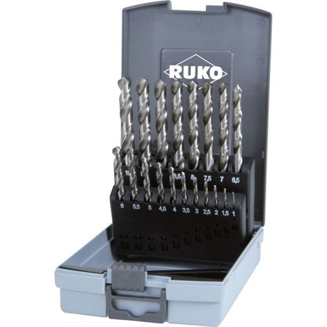 RUKO Spiralbohrersatz DIN 338 Typ VA HSSE Co 8 in Kunststoffkassette (ABS) 19-teilig (1/5)