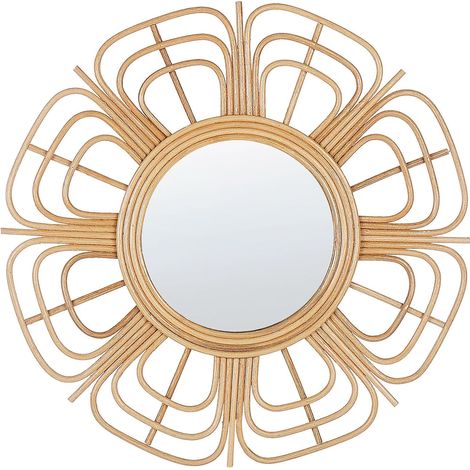 Wandspiegel PASAKU 60 cm 60 cm Rattan Naturfarben