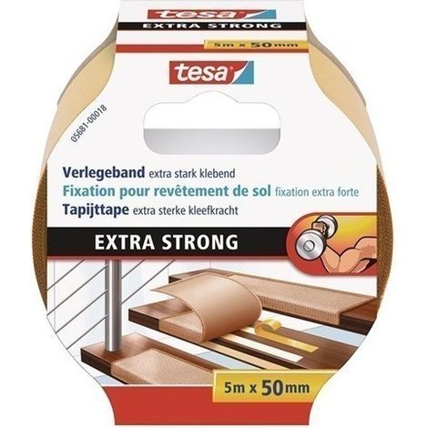 Cinta adhesiva de doble cara TESA para alfombras 5m 50mm de grosor