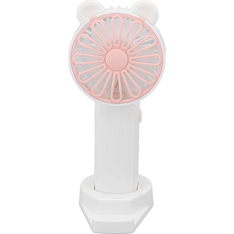 Ventilateur de Poche Puissant Rechargeable USB, 5 Pales, Base Détachable, Mini Ventilateur Portable pour Maison Bureau Voyage Blanc