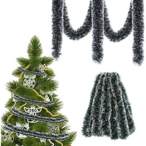 10m Tannengirlande mit Schnee für Weihnachtsdeko, Innen & Außen