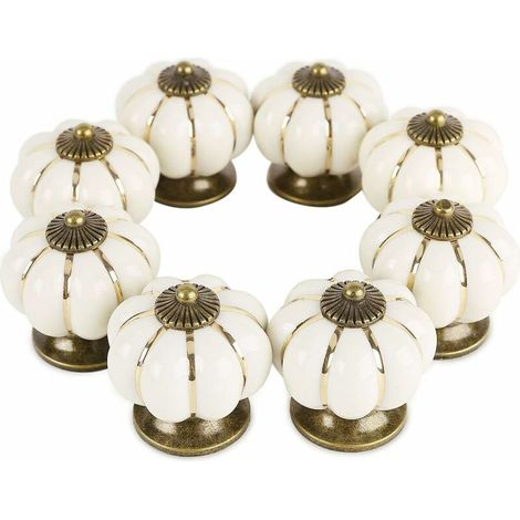 8-teiliges Set Keramik-Möbelknöpfe, Vintage-Schubladenknöpfe, Möbelgriffe mit Schrauben für Schränke, Kommoden und Schränke – Beige