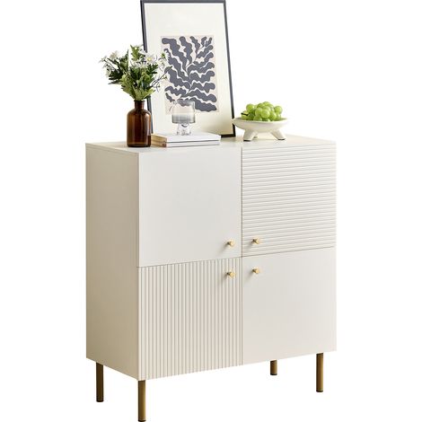 CHICFURN Credenza contenitore 80x36x90 cm in MDF bianco con piedini in acciaio (1/5)