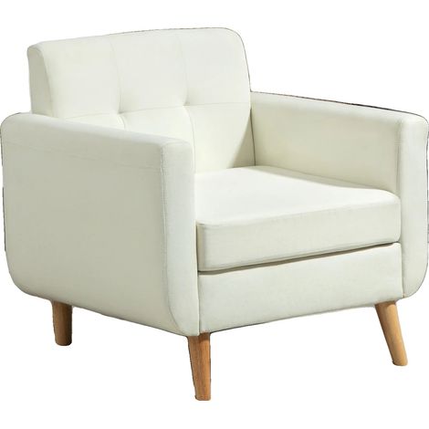 Sillón, material de lino sintético, carga máxima 125 kg, grosor del cojín 12 cm, patas de eucalipto y madera de caucho, fácil montaje. (1/5)