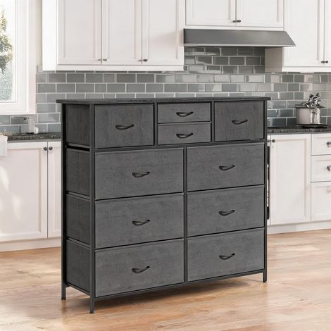 Commode de rangement 10 tiroirs en tissu acier noir en acier (1/5)