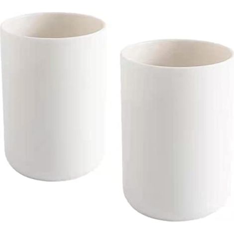 Gobelets à Dents 2 pièces, Porte-brosses à Dents de Salle de Bain, Tasse, Plastique Coupe 300ml (Blanc et Blanc) (1/5)