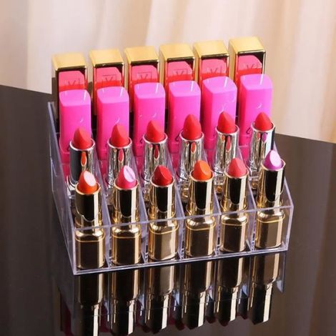 Boîte De Rangement Maquillage - Présentoir Acrylique 24 Compartiments - Pour Rouge À Lèvres Et Accessoires De Salle De Bain - 1 Pièce (1/2)