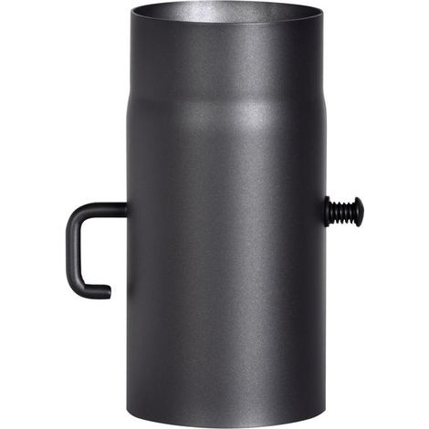 Rauchrohr 130mm, 250mm lang mit Drosselklappe, schwarz, 2mm stark