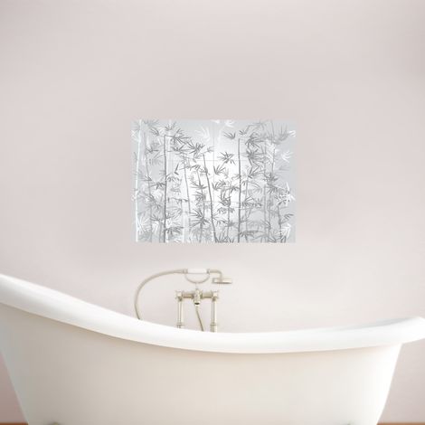 Sticker adhésif déco nature, motif bambou gris, x12, 15x15cm - Zen Homestaging (1/5)