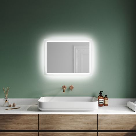 SONNI Badezimmerspiegel mit LED Beleuchtung Wandspiegel Lichtspiegel 50x60cm,Energiesparender,IP44 (1/5)