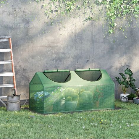 Mini serre de jardin avec fenêtre, bâche PE et structure en acier, 120 x 60 x 60 cm, vert (1/5)