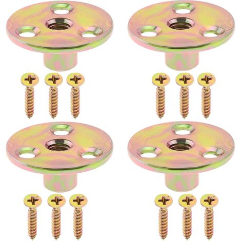 4 Sets Métrique M8 de Kits de Quincaillerie pour Pieds de Meubles Plaques de Montage pour Pieds de Meubles Écrou à 3 Trous en Forme de T pour Canapé Armoire (1/5)