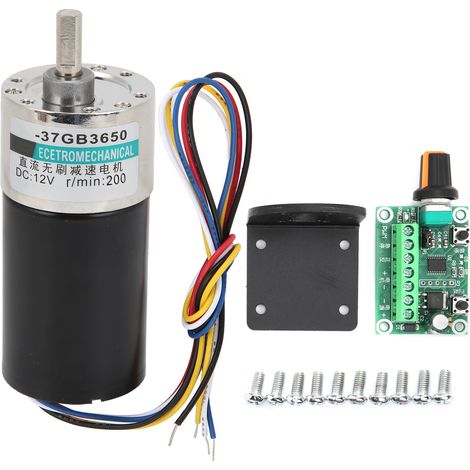 DC Brushless Motor with Bracket Governor Speed Reducer CW/CCW 12V for Micro Machinery200rpm/min (1/5)