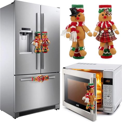 Housses de Poignées de Réfrigérateur de Noël, 2 Pièces en Pain d'Épice Adorables pour Poignées d'Appareils de Cuisine, Réfrigérateur, Four Micro-Ondes et Lave-Vaisselle (1/4)