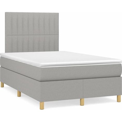 vidaXL Sommier à lattes de lit matelas LED gris clair 120x190 cm tissu (1/5)