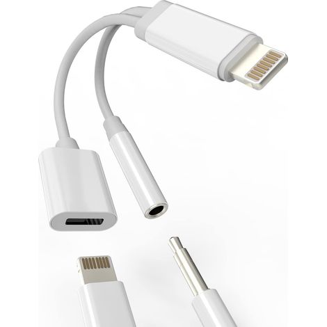 Adaptateur Lightning jack 3.5mm (2in1) charge rapide certifie MFi splitter AUX casque ecouteurs cable double port pour Apple pour iPhone 14 13 12 11 Pro Max X XS pour iPad audio micro appel connecteur (1/5)