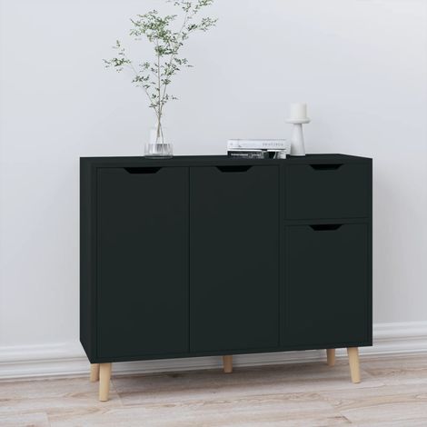 Buffet bas Contemporain - Meuble Commode de Rangement - Noir 90x30x72 cm Aggloméré Chic-844320 (1/5)