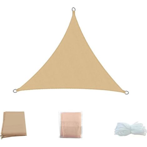 Tenda parasole triangolare color kaki 3x3x3 m, in tessuto Oxford impermeabile con protezione UV al 98% e corda per patio, giardino e feste. (1/5)