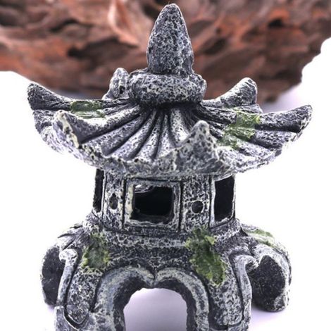 Lampe en Pierre élégante en Forme de pagode, décoration intérieure Unique pour Aquarium, abri pour Tortues terrestres, Outil Cadeau (1/5)