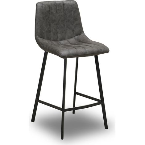 Tabouret de bar Eden gris PU pieds métal Takasit