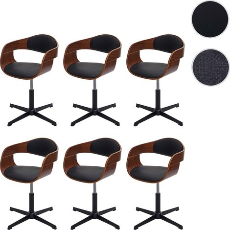 Lot de 6 chaises de salle à manger HWC-H46, chaise de cuisine, réglable en hauteur mécanisme de rota (1/5)