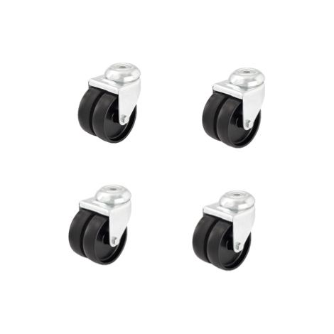 Lot de 4 roulettes OEIL JUMELÉE pivotantes polypropylène NOIR diamètre 50 mm - 180 Kg (1/2)