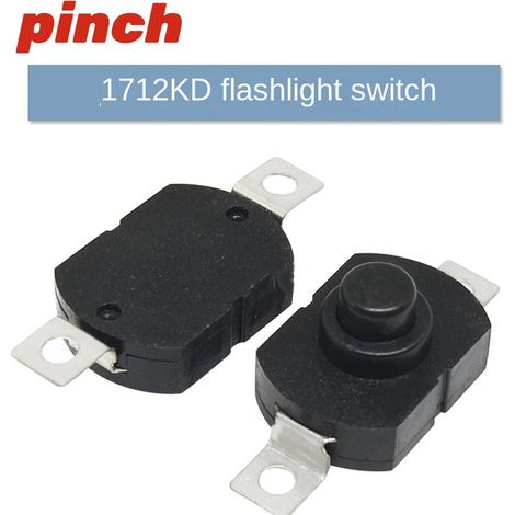 Interrupteur à bouton-poussoir KAN-28 pour lampe torche robuste, autobloquant, avec alimentation miniature 6 A de type 1712KD. (1/2)