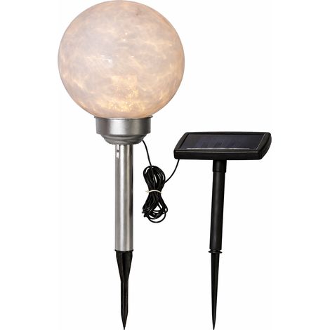 Star Trading Piquet de jardin solaire Luna, LED, lampe boule, extérieur, 2 modes d'éclairage différents, capteur crépusculaire, blanc chaud, 37 cm