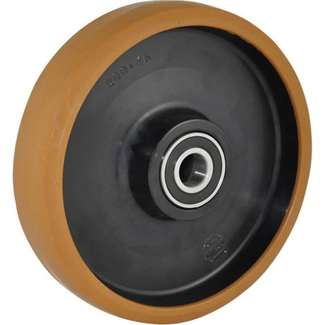 Ruota per transpallet di ricambio con rivestimento rinforzato in poliuretano e nylon nero (1/2)