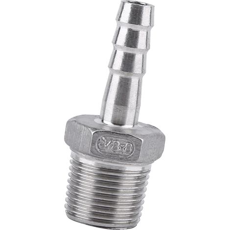 Raccord de tuyau fileté mâle en acier inoxydable 304, connecteur à embout cannelé (3/8" x 8 mm) (1/5)