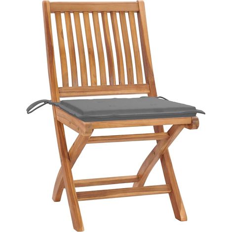 Maison Exclusive - Klappstühle, 2 Stück, mit grauen Kissen, aus m (1/5)
