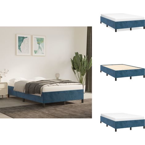 Cadre de lit sans matelas bleu foncé 120x190 cm velours - Cadre De Lit - Lit Double - Lit Velours - Lit Bleu - Meuble Chambre (1/5)